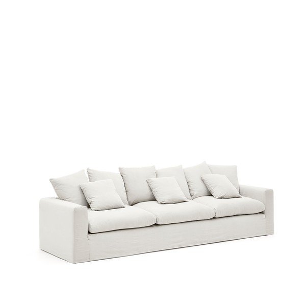 Biała lniana sofa 340 cm Nora – Kave Home-image-2