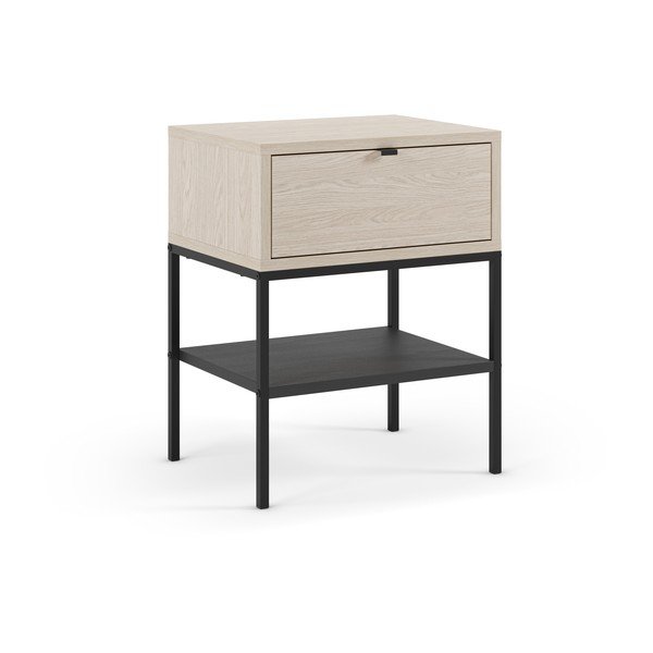 Szafka nocna z matowym wykończeniem z półką w jasnym naturalnym kolorze Sali – Marckeric
