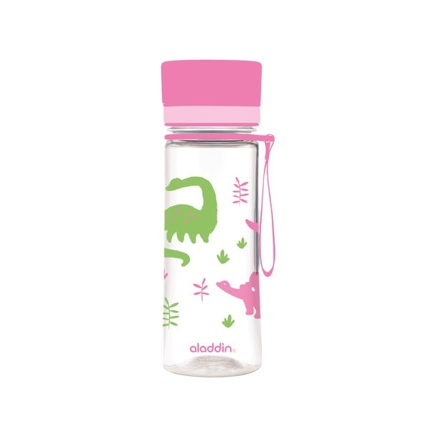 Butelka na wodę z różowym wieczkiem i nadrukiem Aladdin Aveo Kids Bloom, 350 ml