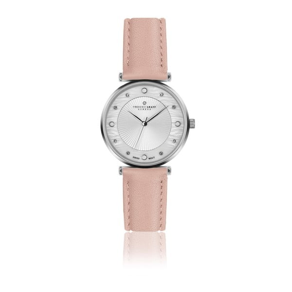 Zegarek damski z różowym paskiem ze skóry naturalnej Frederic Graff Marissol