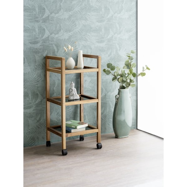 Czarno-naturalny regał łazienkowy z litego drewna akacjowego 35x76,5 cm Fondi – Wenko-image-2