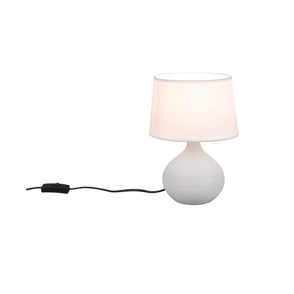 Biało-brązowa lampa stołowa z ceramiki i tkaniny Reality Martin, wys. 29 cm-image-2