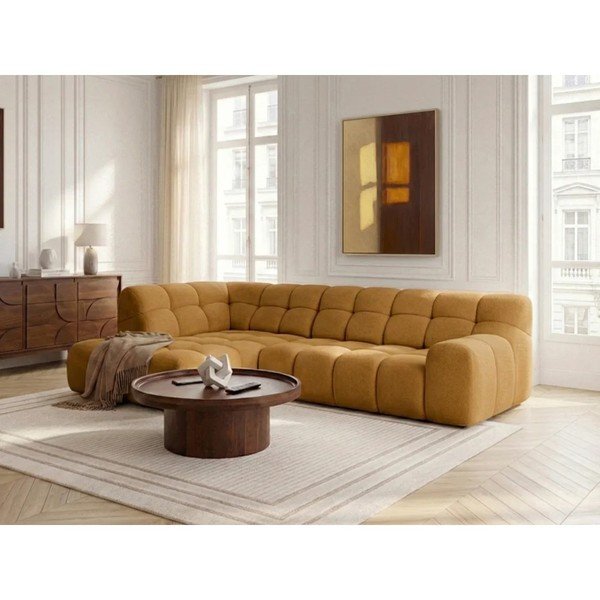 Żółty rozkładany/z elektryczną regulacją siedziska narożnik (lewostronny/w kształcie litery L) Andre – Bobochic Paris-image-3
