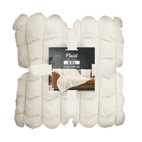 Kremowy koc z mikropluszu/ze sztucznego futra 220x240 cm Igloo – douceur d'intérieur-image-4