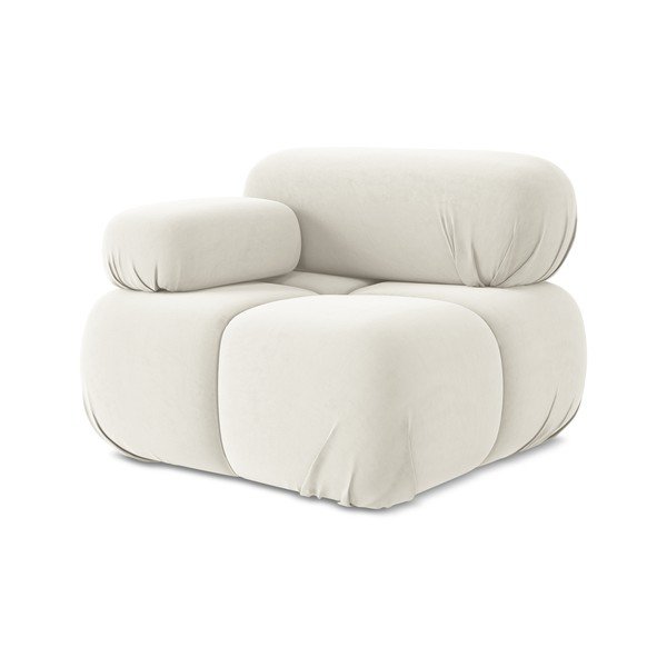 Biały aksamitny moduł sofy (lewostronny) Lokua – Makamii-image-1