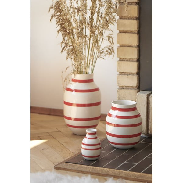 Biało-czerwony ceramiczny wazon w paski Kähler Design Omaggio, wys. 31 cm-image-1