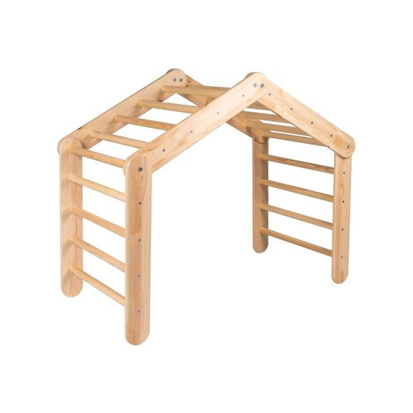 Różowo-naturalna drabinka pikler z litego drewna sosnowego 112x61x94 cm Montessori – Meowbaby-image-2