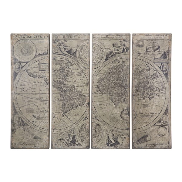 4-częściowa drewniana dekoracja ścienna Mauro Ferretti Columbus Map Lux, 240x180 cm