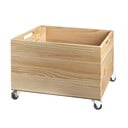 Brązowa skrzynka na kółkach z drewna sosnowego Really Nice Things Wheels