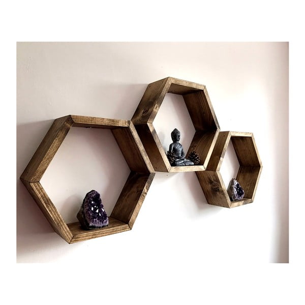 Zestaw 3 półek drewnianych Bee-image-3