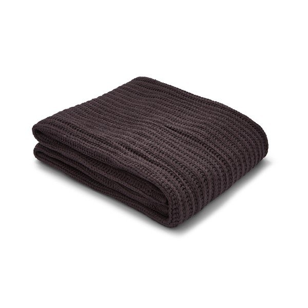 Ciemnobrązowa pleciona narzuta Catherine Lansfield Knit, 125x150 cm