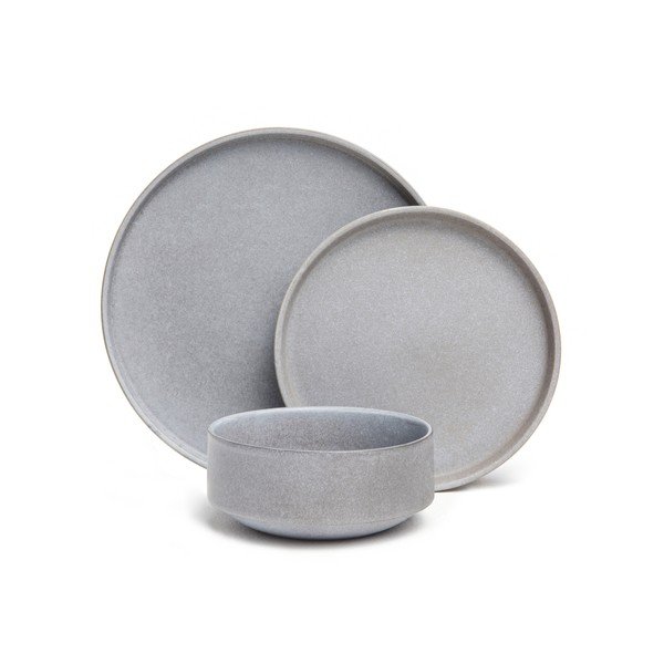 18-częściowy zestaw szarych naczyń z kamionki Bonami Selection Malia