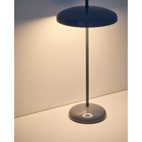 Niebieska lampa stołowa LED ze ściemniaczem z metalowym kloszem (wysokość 35 cm) Porte – Kave Home-image-1