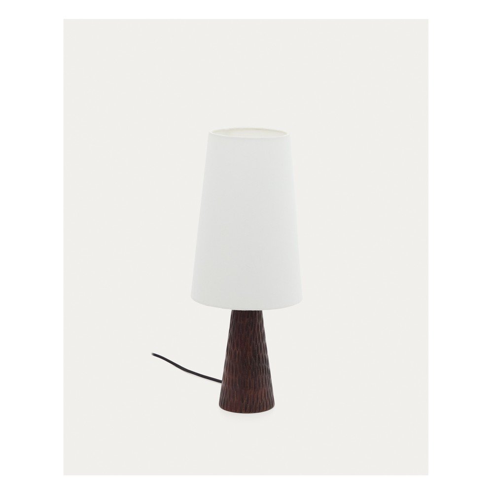 Biało-ciemnobrązowa lampa stołowa z tekstylnym kloszem (wysokość 50 cm) Amire – Kave Home (zdjęcie 6)