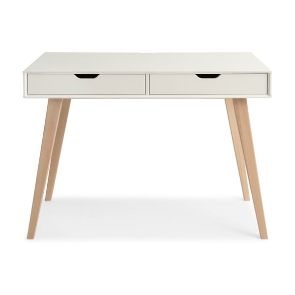Białe wykonane ręcznie biurko z litego drewna brzozowego Kiteen Kolo