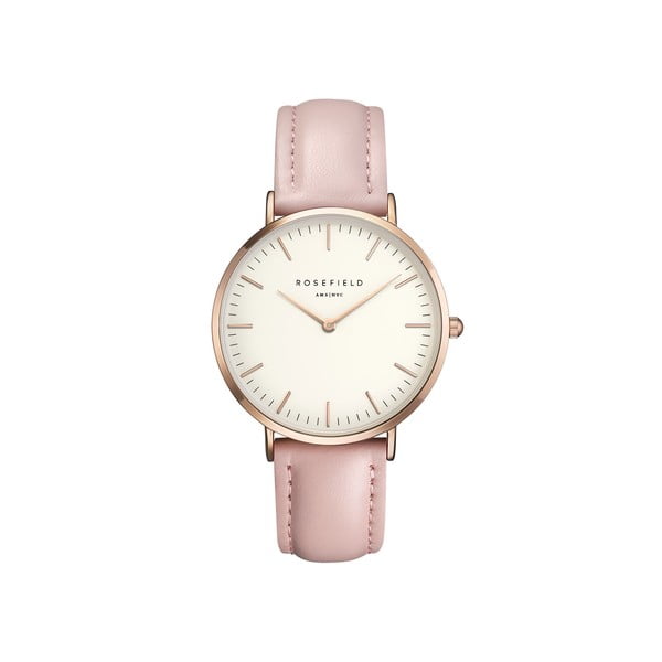 Biało-różowy zegarek damski Rosefield The Bowery
