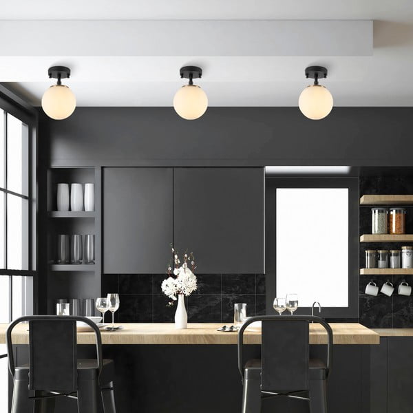 Czarno-biała lampa sufitowa ze szklanym kloszem ø 15 cm Atmaca – Opviq lights-image-2