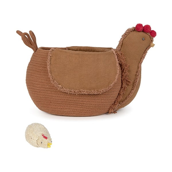 Brązowy tekstylny dziecięcy kosz na zabawki 48x32x29 cm Chicken Toffee – Lorena Canals
