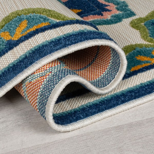 Niebieski dywan odpowiedni na zewnątrz 80x230 cm Beach Floral – Flair Rugs-image-2