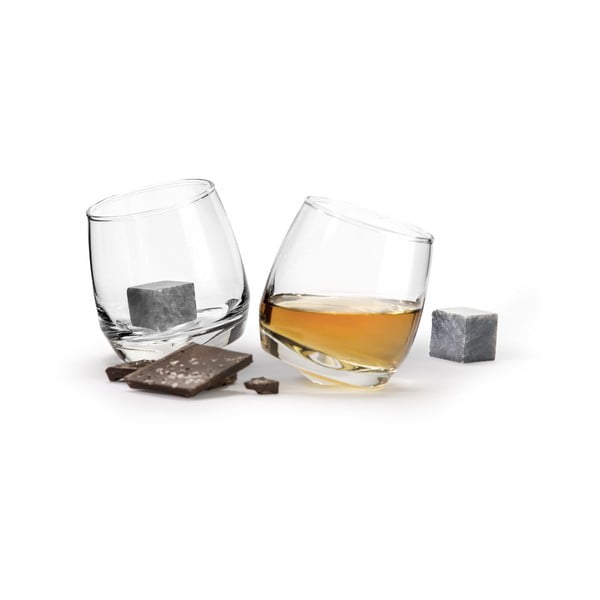 Zestaw 2 szklanek na whisky z kamieniami chłodzącymi Sagaform Gentleman, 200 ml