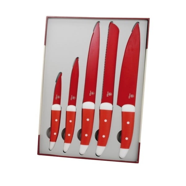 Zestaw 5 czerwonych noży Laguiole Julien