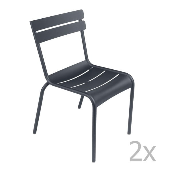 Zestaw 2 antracytowych krzeseł Fermob Luxembourg