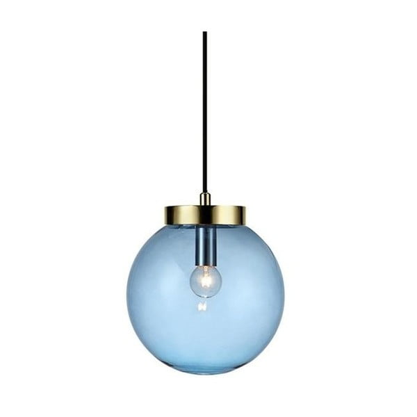 Niebieska lampa wisząca z detalem w kolorze złota Markslöjd Ball Two, ⌀ 22 cm