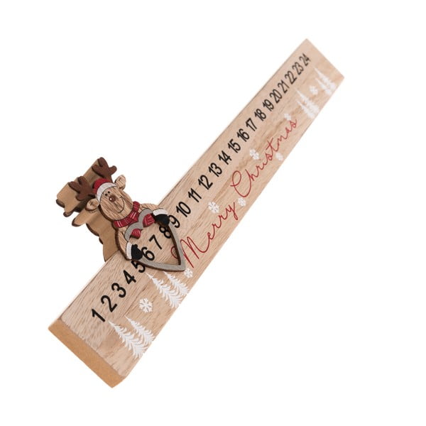 Drewniany podłużny kalendarz adwentowy Renifer Dakls, dł. 40 cm