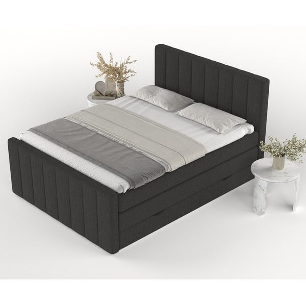 Czarne łóżko boxspring ze schowkiem 160x200 cm Ruby – Maison de Rêve-image-4
