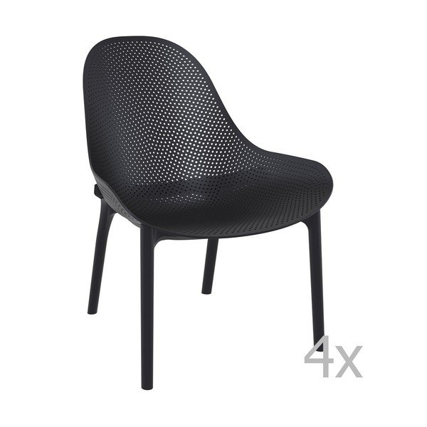 Zestaw 4 czarnych foteli ogrodowych lounge Resol Sky