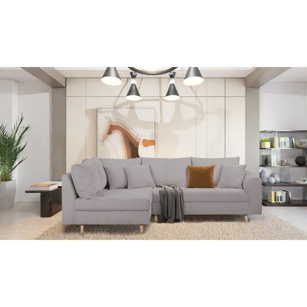 Szary sztruksowy narożnik (lewostronny) Ariella – Ropez-image-1