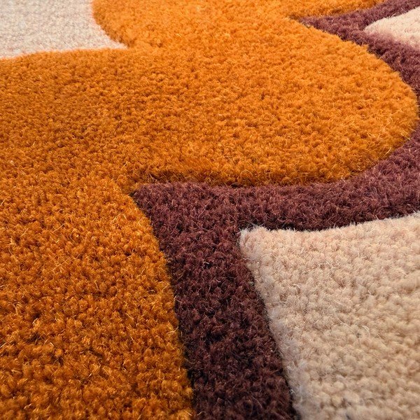Pomarańczowy/w naturalnym kolorze wełniany dywan tkany ręcznie 140x200 cm Wiggle Wool – Flair Rugs-image-3