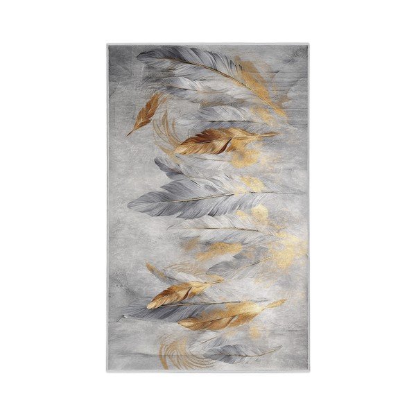 Dywan w szaro-złotym kolorze odpowiedni do prania 120x180 cm Golden Feathers – Mila Home
