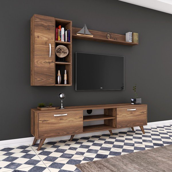 Zestaw komody pod TV, półki ściennej i szafki Wren-image-3