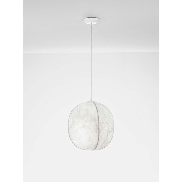 Biała metalowa lampa wisząca z tekstylnym kloszem ø 42 cm Pierida – Nova Luce-image-3