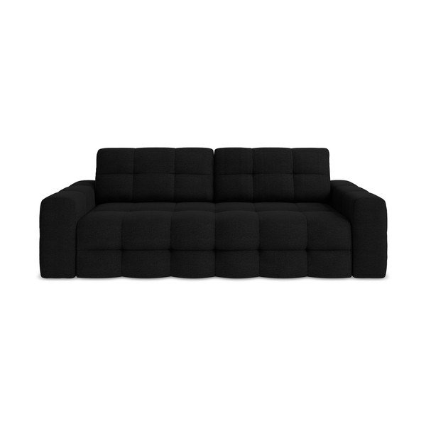 Czarna rozkładana sofa z materiału bouclé 255 cm Milu – Makamii