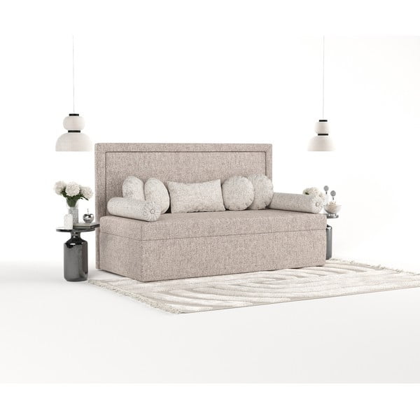 Jasnobrązowe tapicerowane łóżko jednoosobowe 100x200 cm Scala – Maison de Rêve-image-2