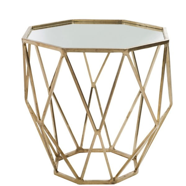 Złoty stolik z lustrzanym blatem Geometry, Ø55 cm