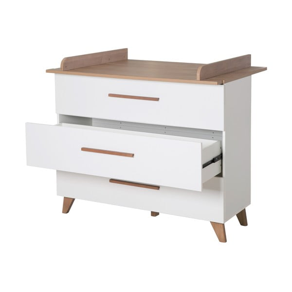 Biało-naturalna niska komoda dziecięca w dekorze dębu z przewijakiem 110x98 cm – Roba-image-4
