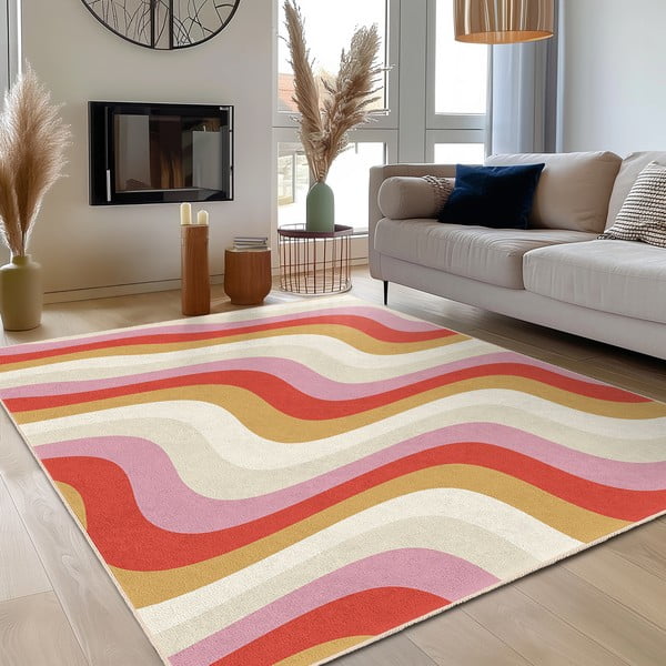 Żółto-różowy chodnik odpowiedni do prania 80x200 cm Creamy Raspberry Swirl – Mila Home-image-3
