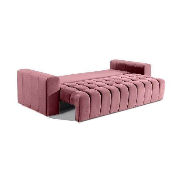 Różowa aksamitna rozkładana/ze schowkiem sofa 247 cm Lazaro – ELTAP-image-2