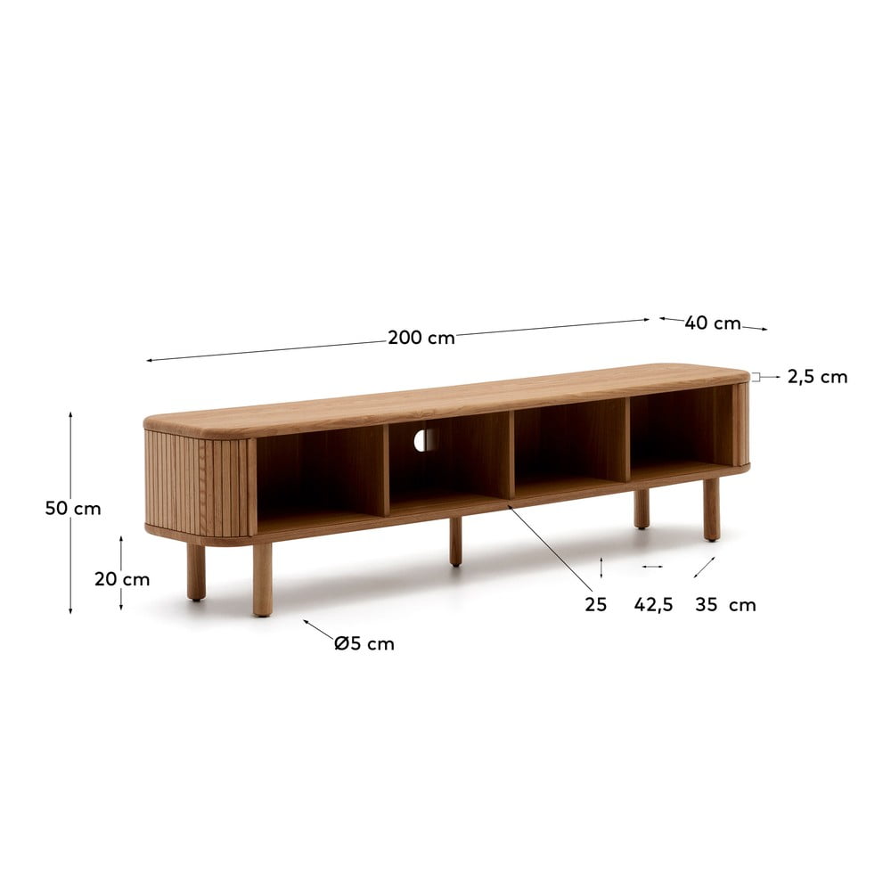 Szafka pod TV w dekorze jesionu w naturalnym kolorze 200x50x40 cm Mailen – Kave Home (zdjęcie 6)