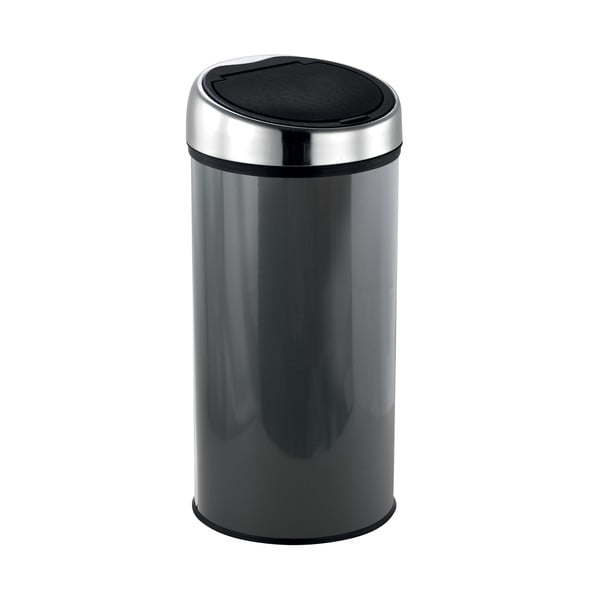 Ciemnoszary stalowy kosz na śmieci otwierany na dotyk 30 l – MSV