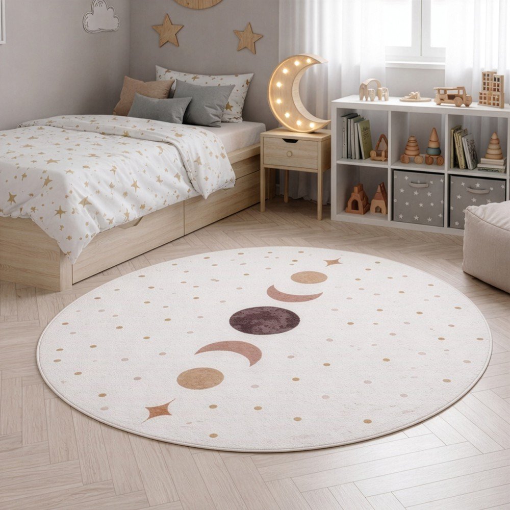 Kremowy dywan dziecięcy odpowiedni do prania ø120 cm Coco 1136 – Ayyildiz Carpets (zdjęcie 2)