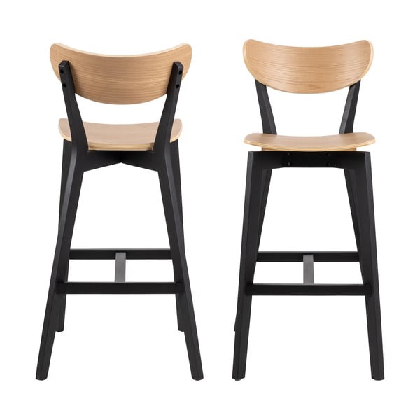 Czarno-naturalne hokery z drewna kauczukowego zestaw 2 szt. 105 cm Roxby – Actona-image-4