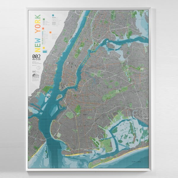 Magnetyczna mapa Nowego Jorku Street Map, 130x100 cm