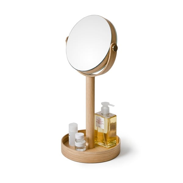 Lustro powiększające z drewnianą ramą (5x) kosmetyczne ø 19,5 cm Magnify – Wireworks-image-2