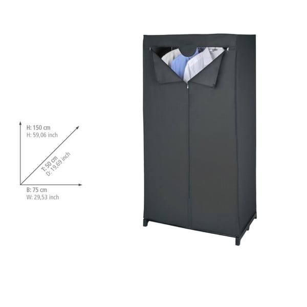 Czarna tekstylna szafa 75x150 cm Deep – Wenko-image-1