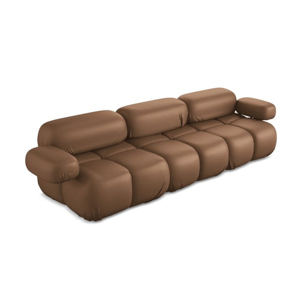 Brązowa sofa modułowa z imitacji skóry 285 cm Lokua – Makamii-image-1