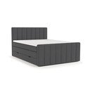 Szare łóżko boxspring ze schowkiem 180x200 cm Ruby – Maison de Rêve